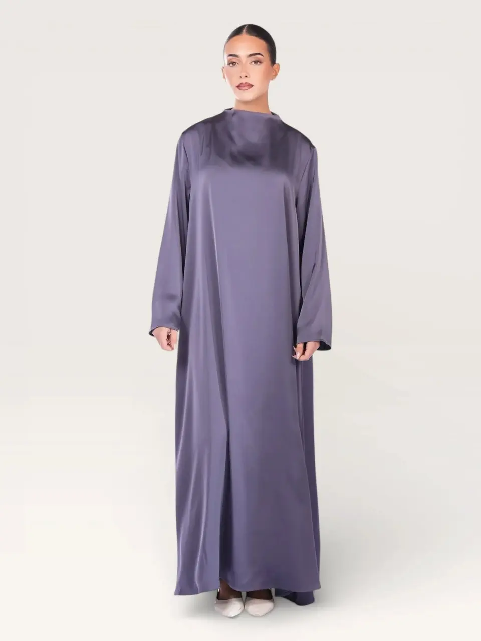 satin kimono abaya - midnight