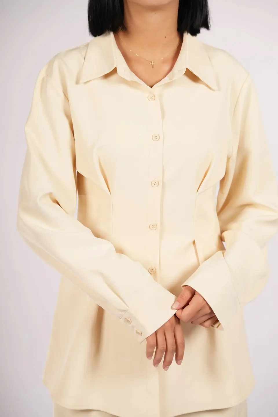 corset blouse - butter yellow
