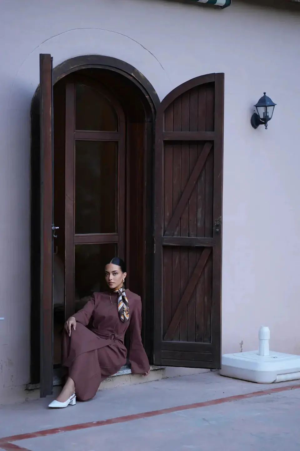 AMALFI LINEN DRESS - BROWN