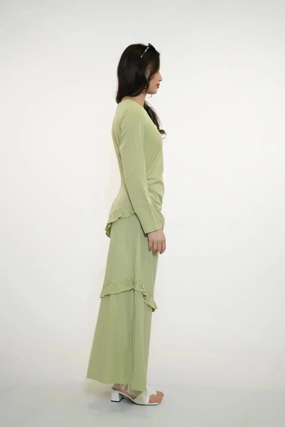 ROMANCE RUFFLE DRESS - MATCHA