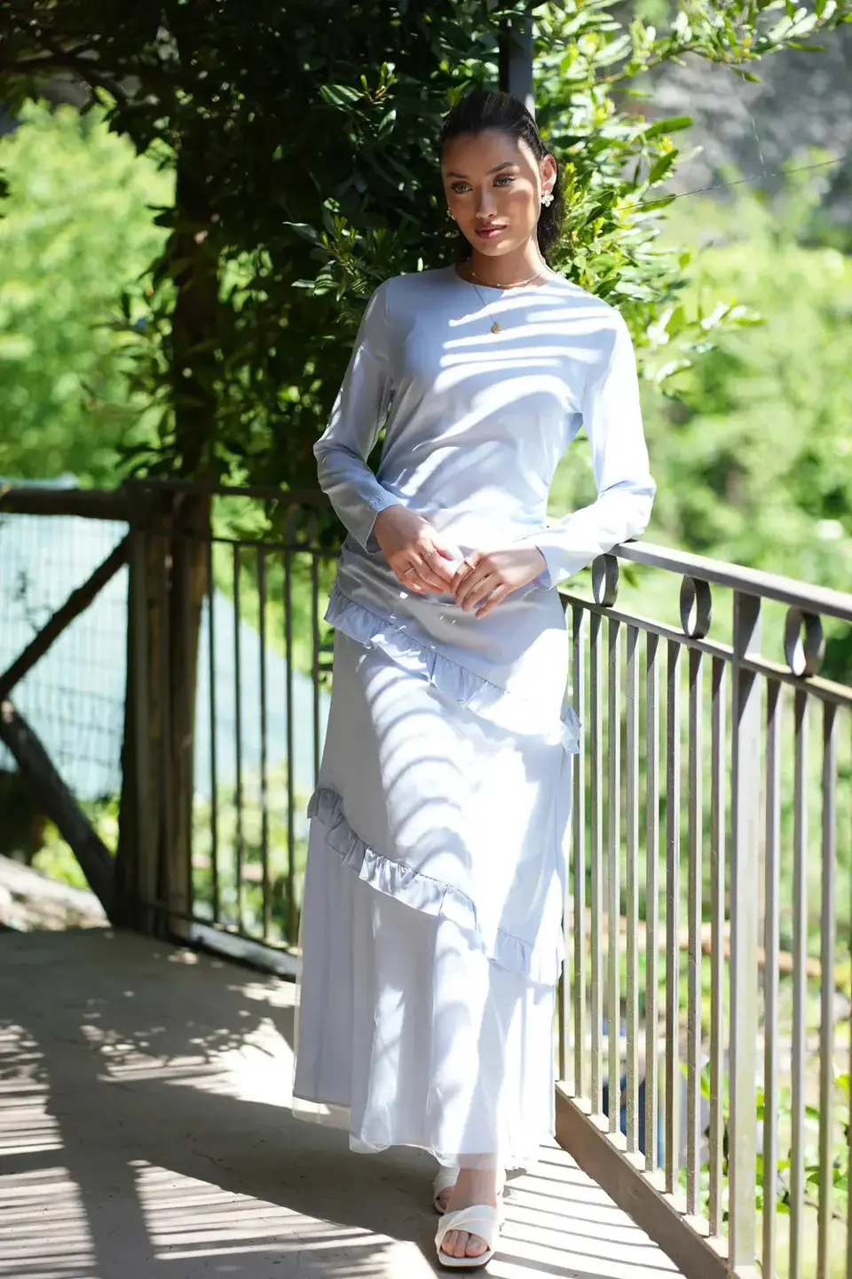 ROMANCE RUFFLE DRESS - CAPRI SKY