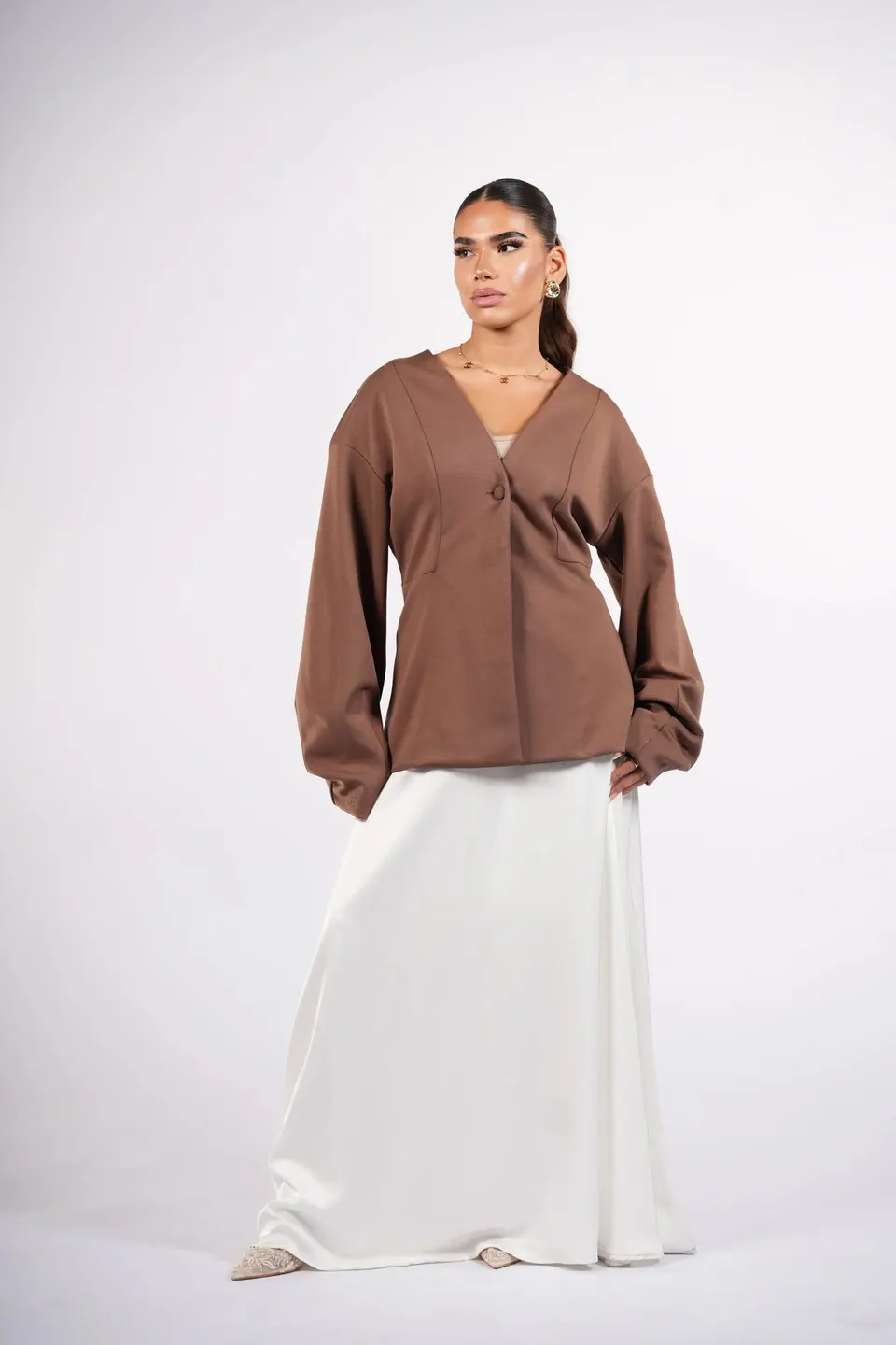 opera blazer - nude brown