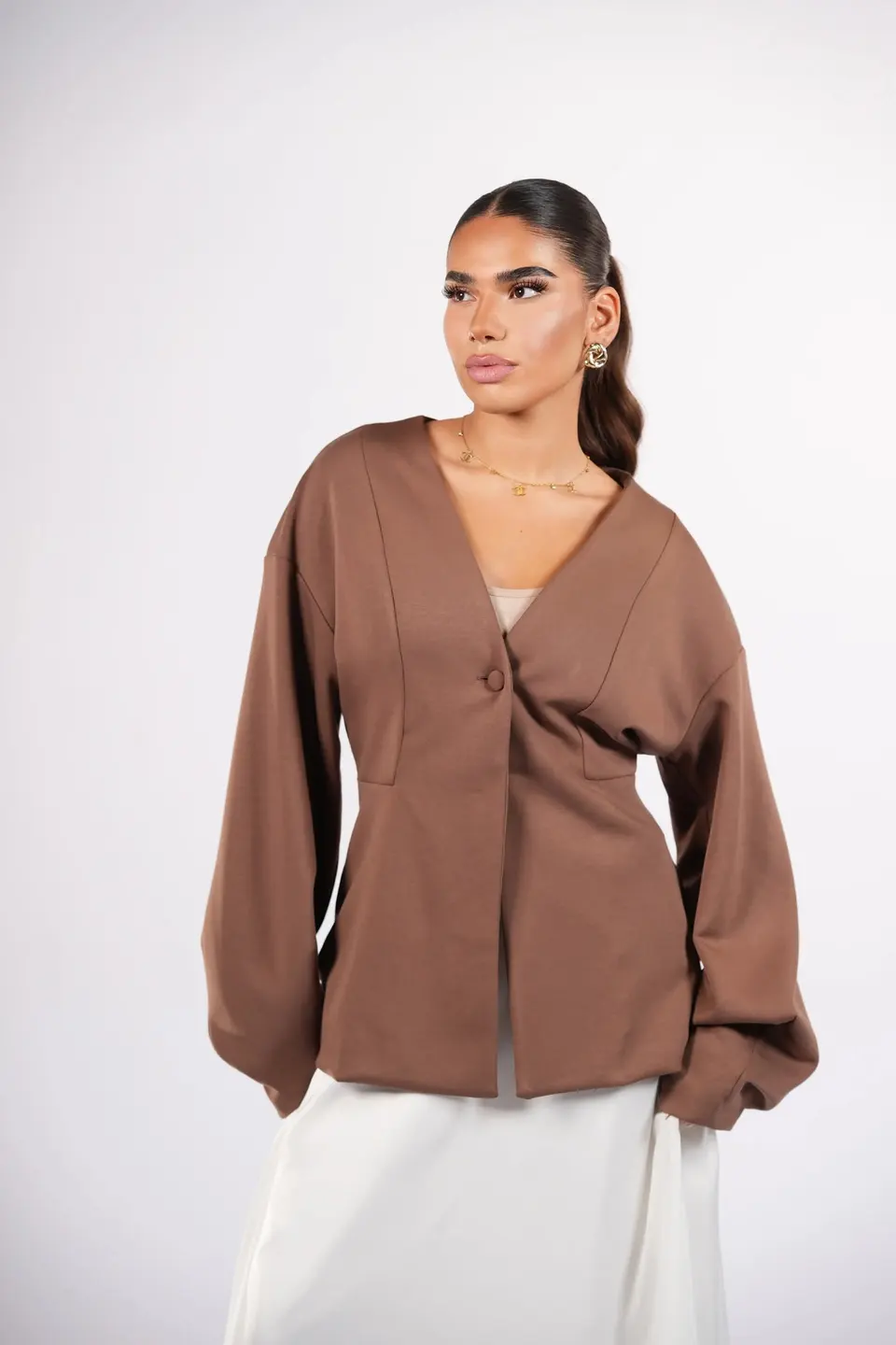 opera blazer - nude brown