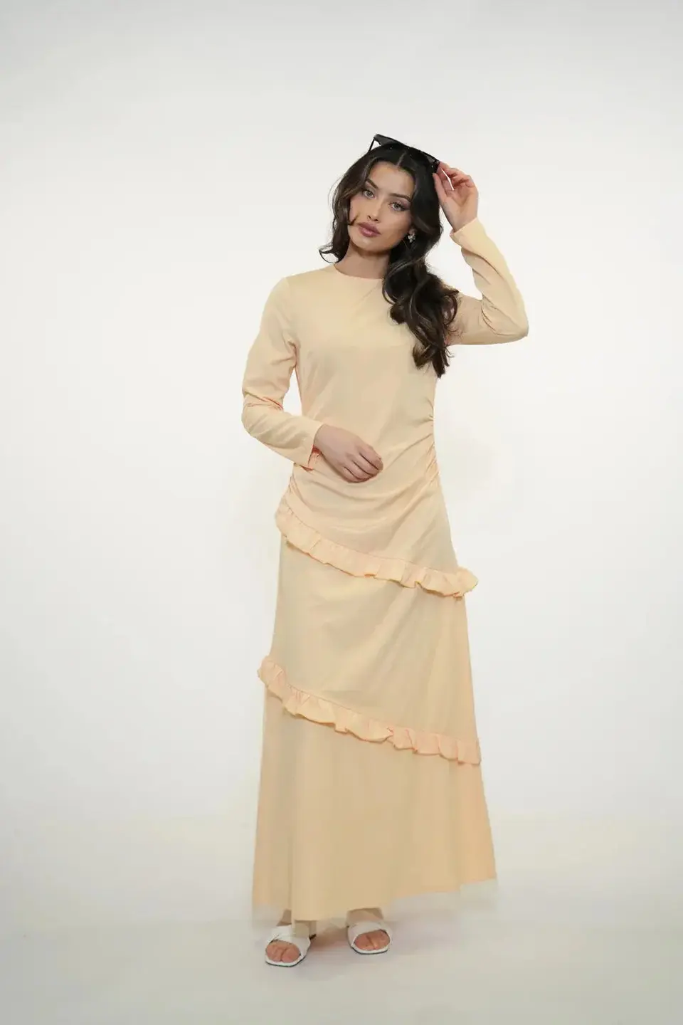 ROMANCE RUFFLE DRESS - APRICOT