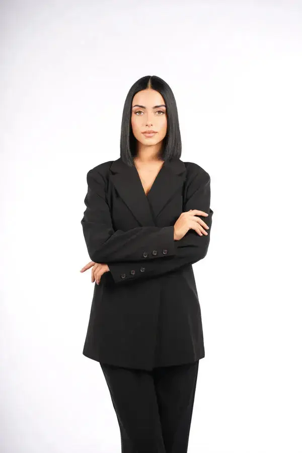 the noble belted blazer - black