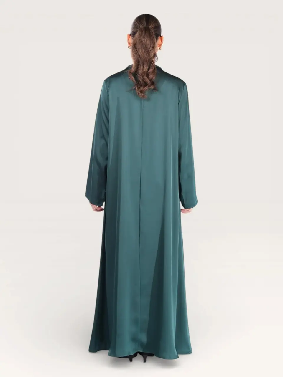 satin kimono abaya - royal green