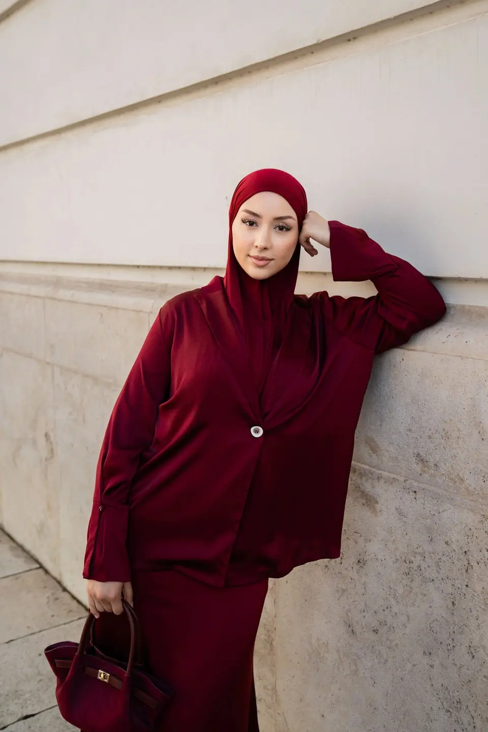 satin silk cardigan - bordeaux