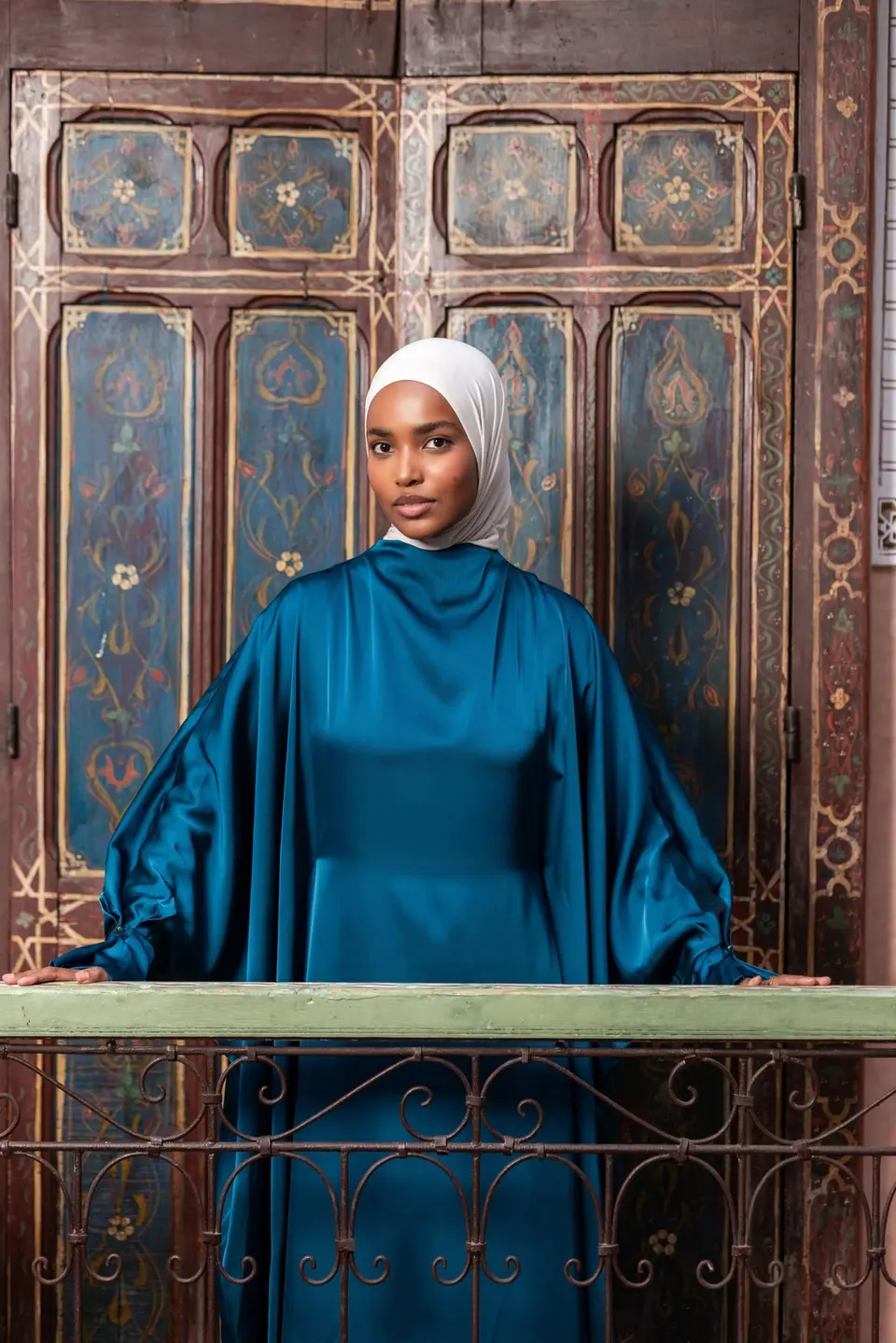 arabian satin abaya - teal