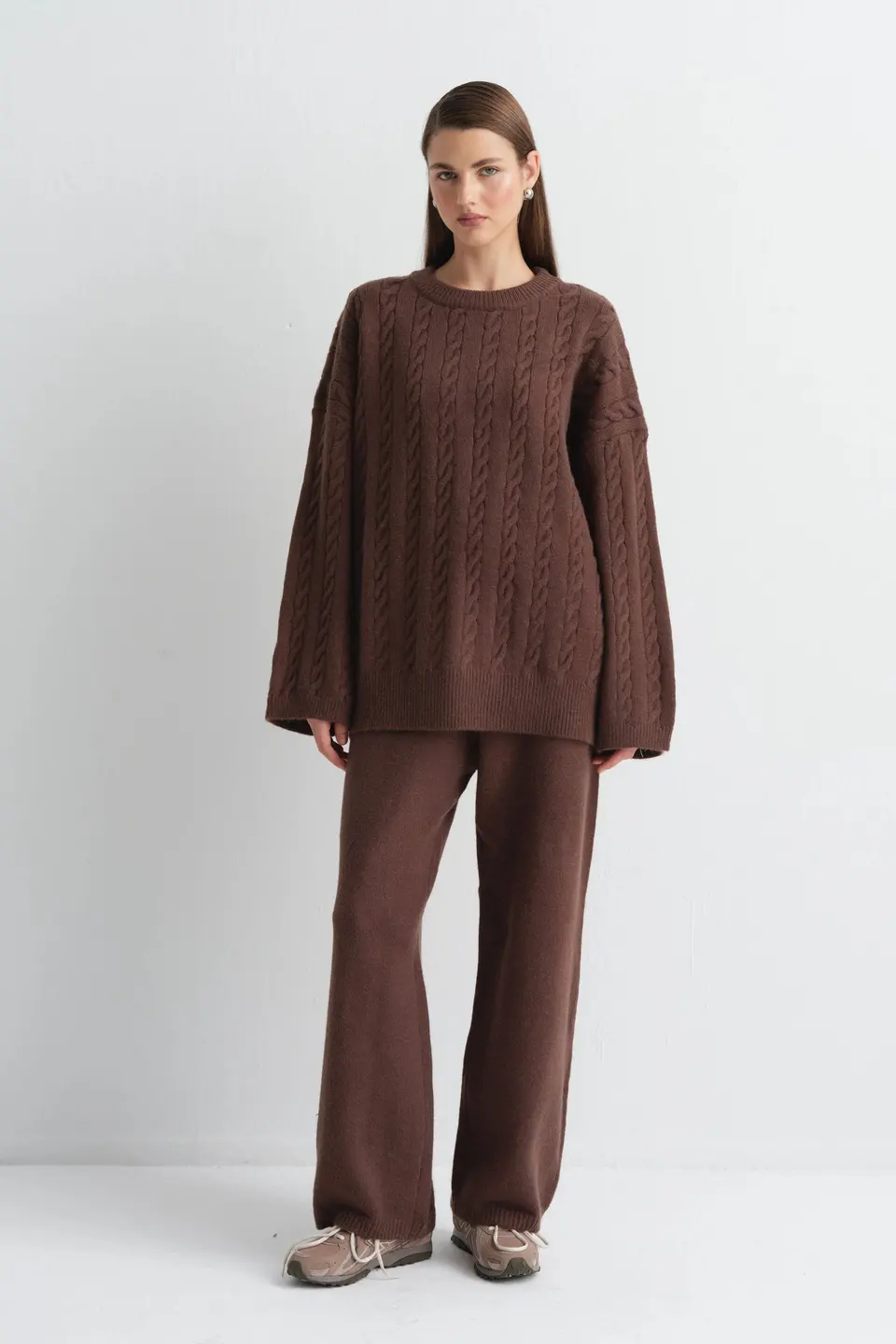 Gebreide tweedelige set met broek
