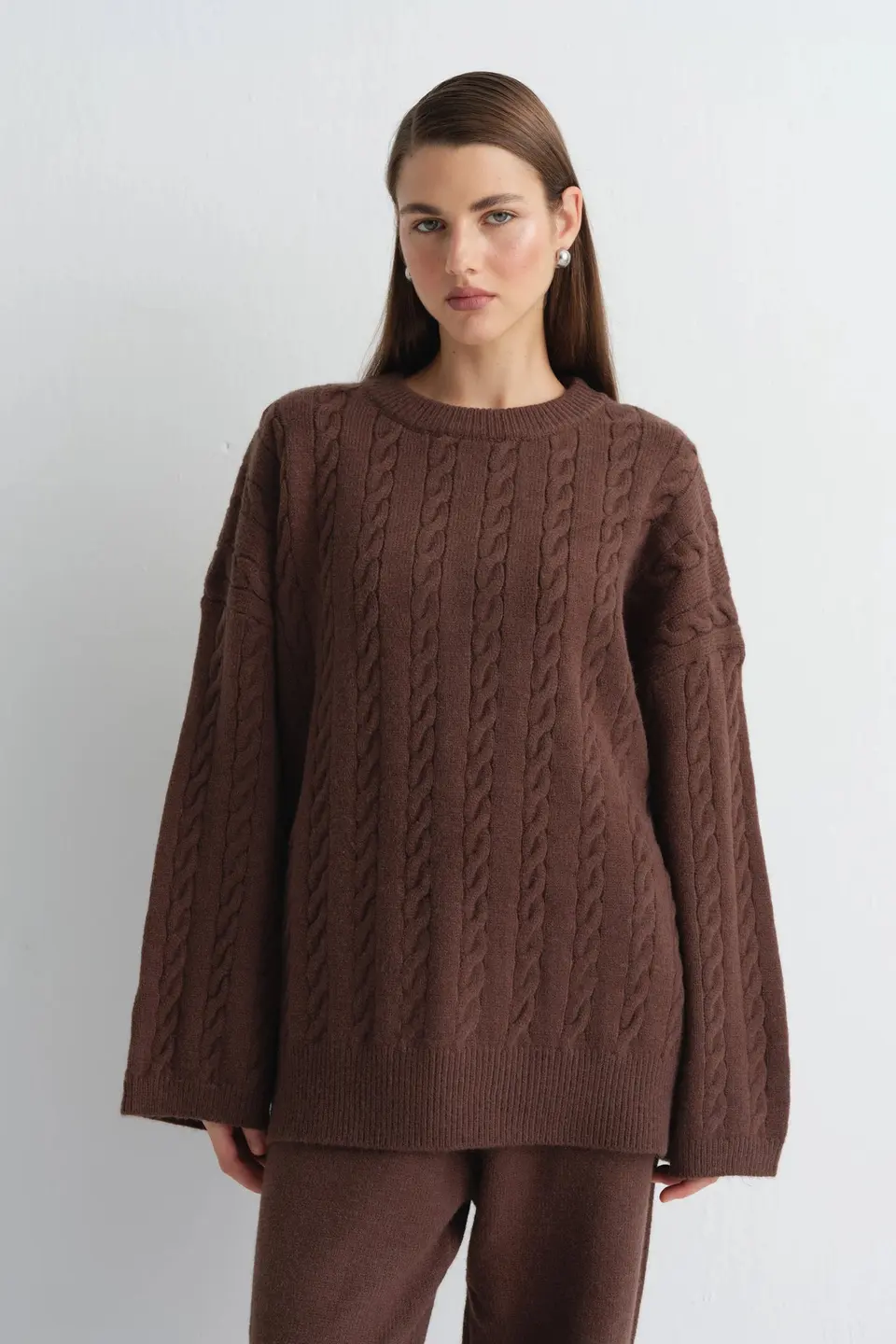 Gebreide tweedelige set met broek