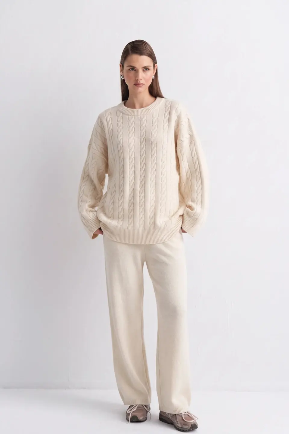 Gebreide tweedelige set met broek