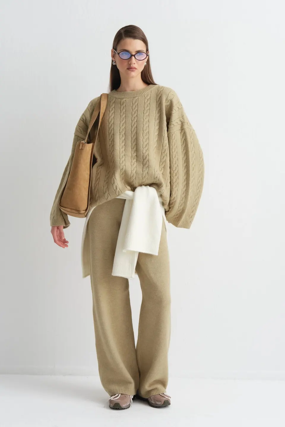 Gebreide tweedelige set met broek