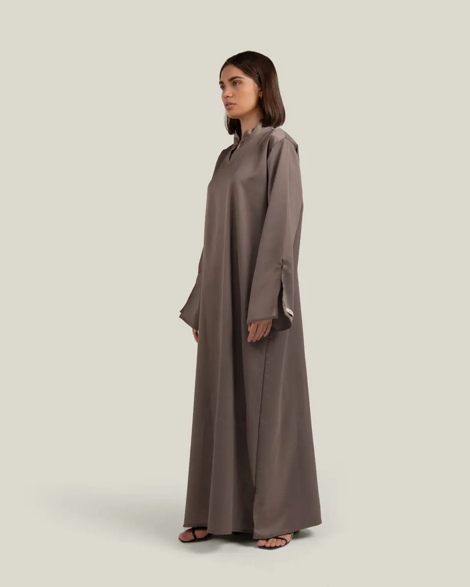 MATTE SATIN DRESS - TAUPE