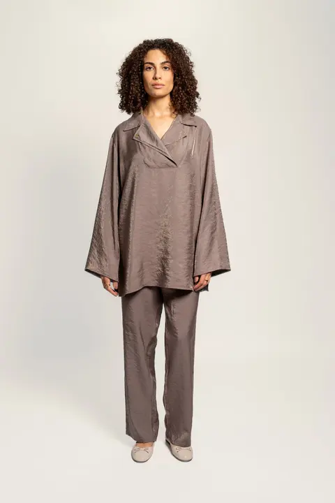 COLLAR BLOUSE - ROSE TAUPE