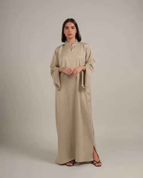 MATTE SATIN DRESS - BEIGE