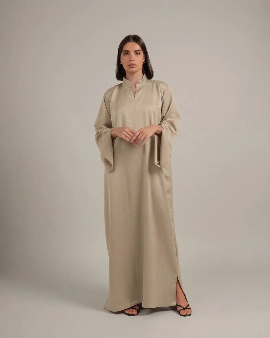 MATTE SATIN DRESS - BEIGE