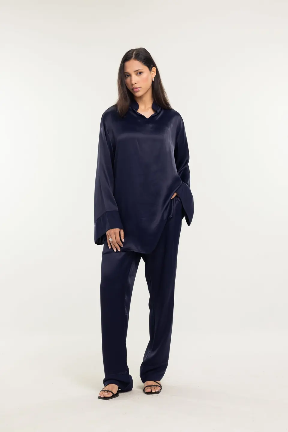 SATIN BLOUSE - NAVY