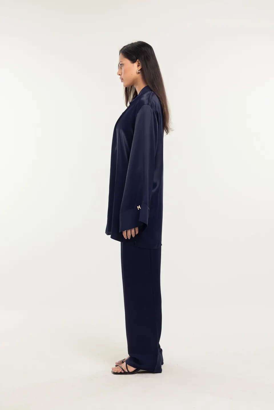 SATIN BLOUSE - NAVY