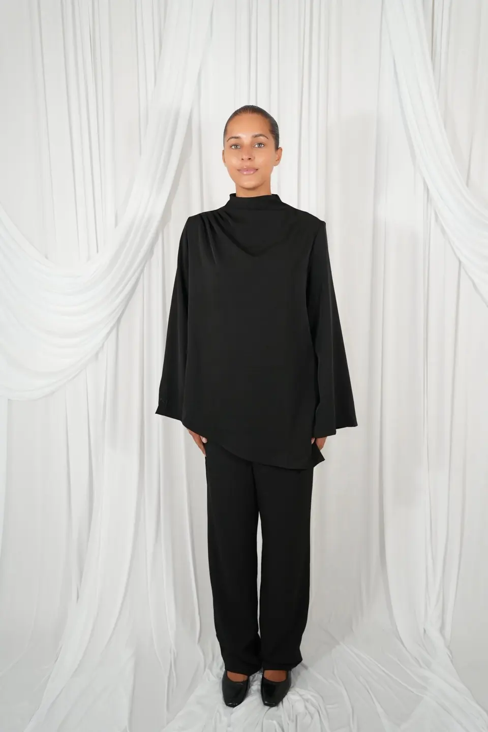 Draped Twinset Black Pants