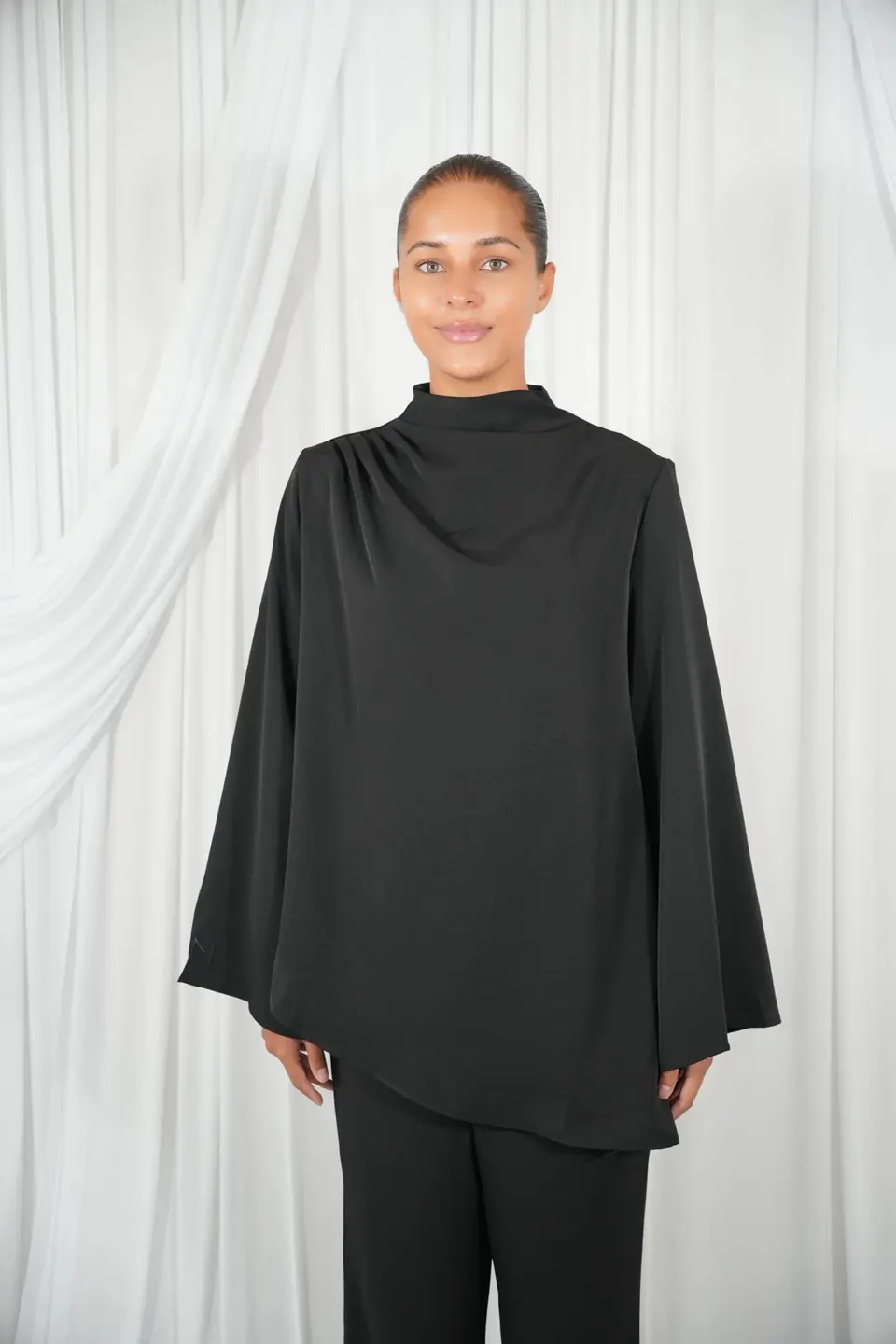 Draped Twinset Black Pants
