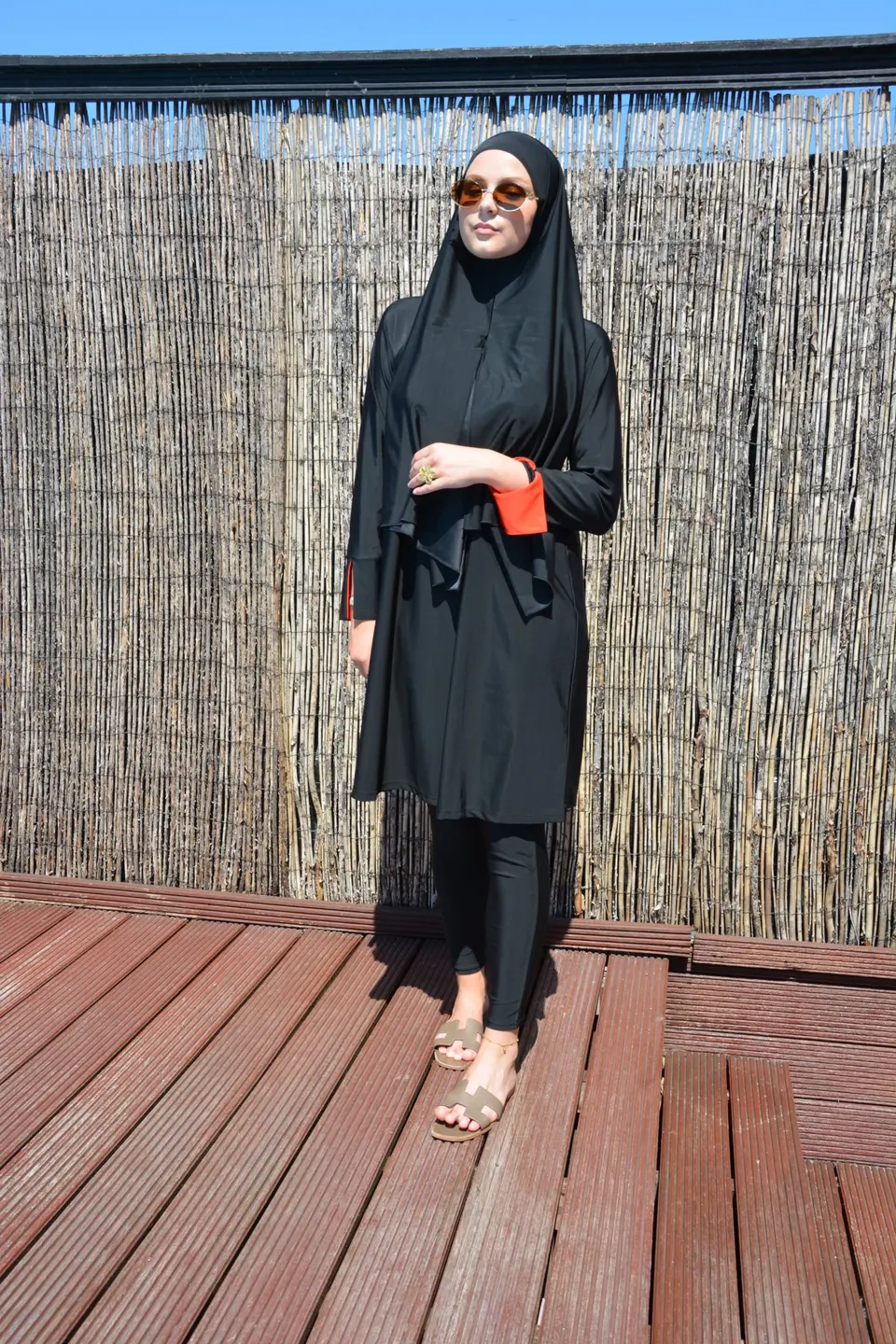 Burkini Waterafstotend Black x Red 100 cm (S)