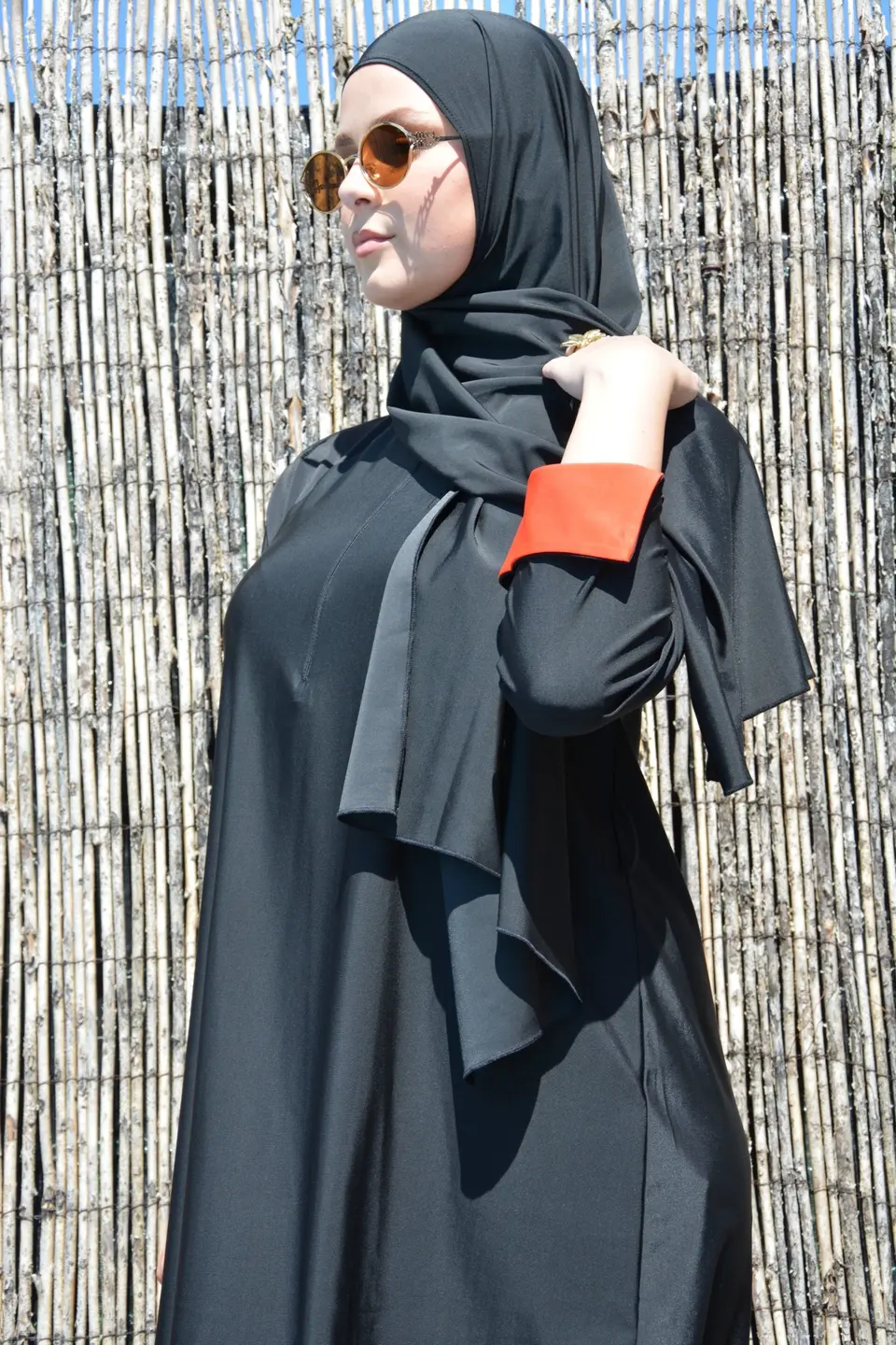 Burkini Waterafstotend Black x Red 100 cm (S)