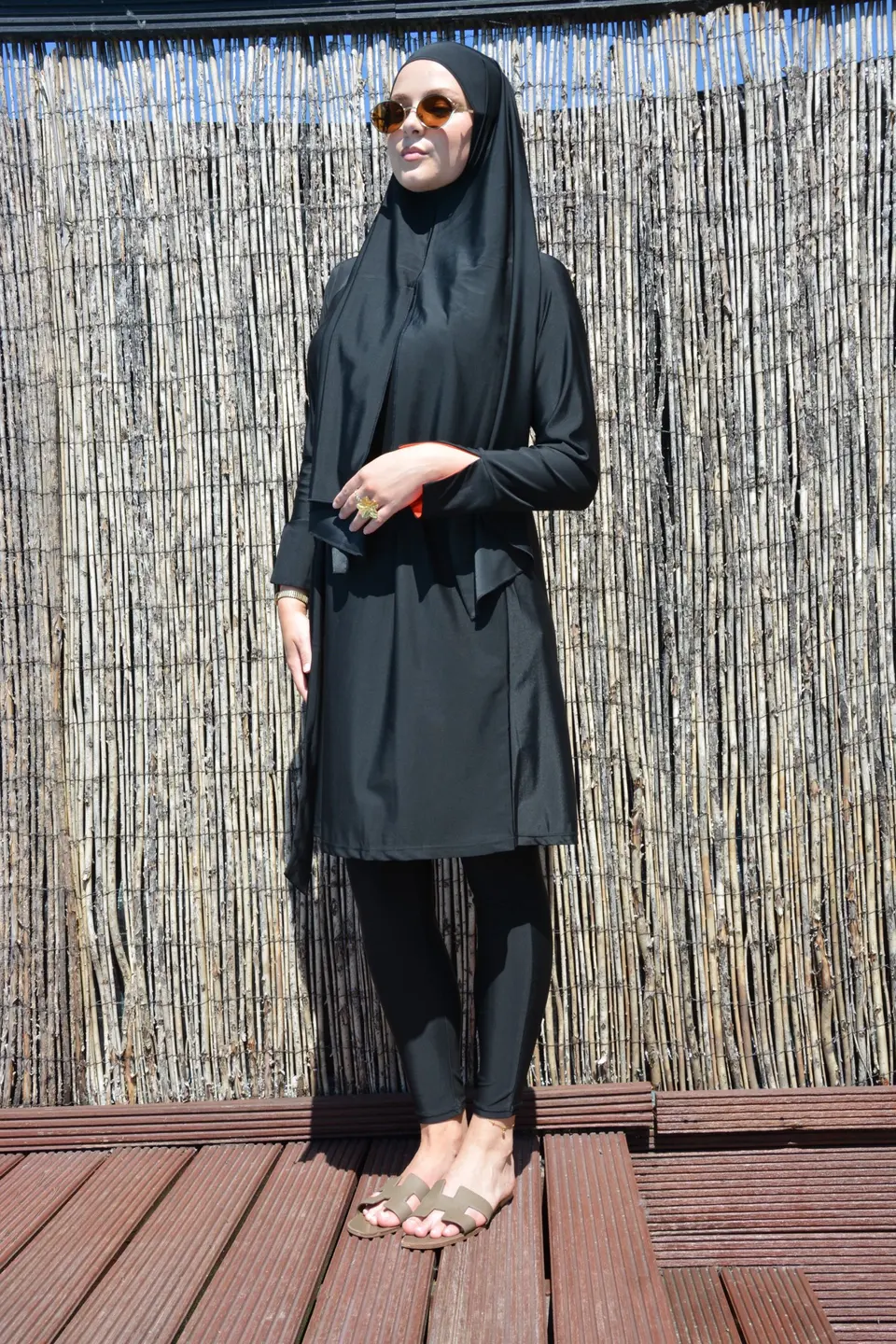 Burkini Waterafstotend Black x Red 100 cm (S)