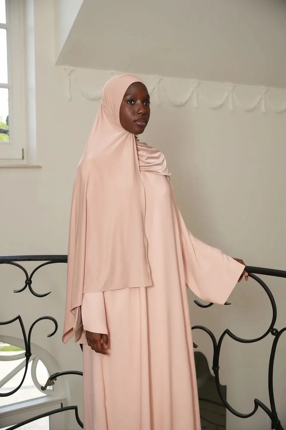 Closed Abaya Double Sleeve Pastel Orange/Salmon