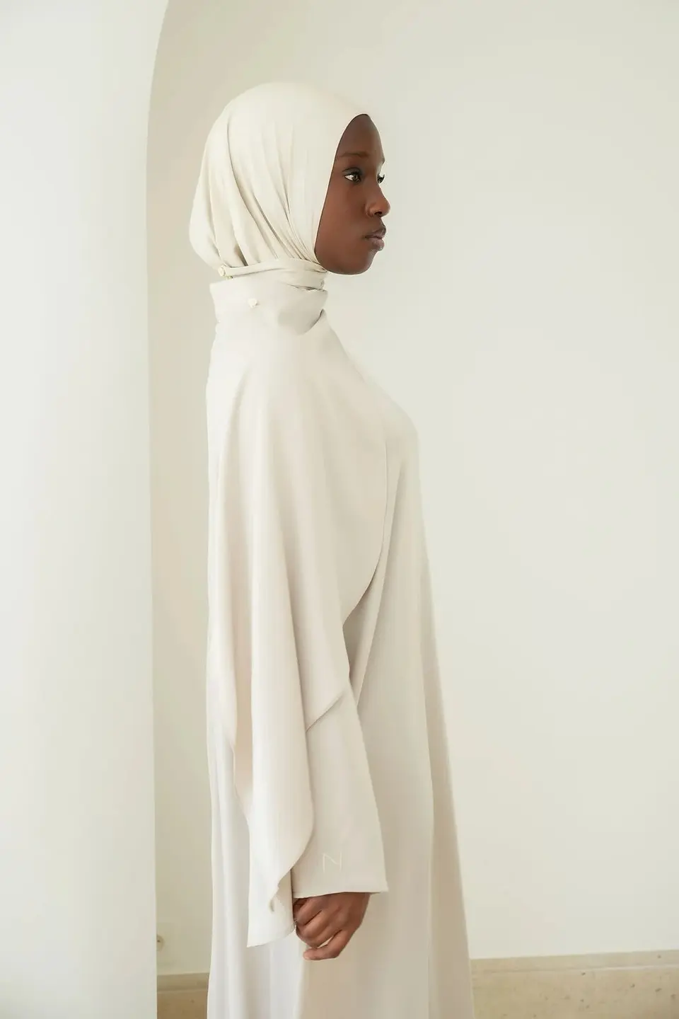 Satin Scarf Dress White Sand