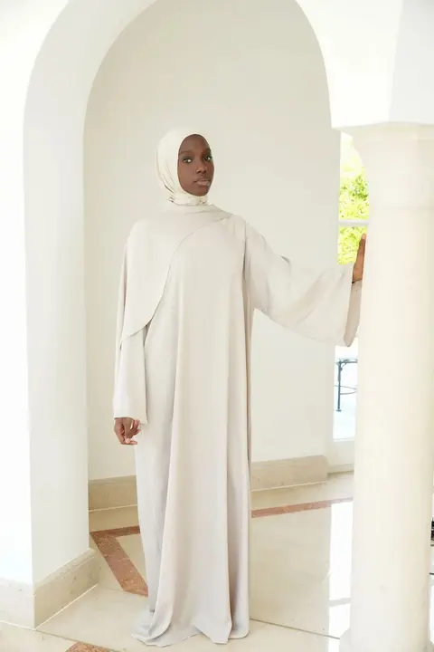 Satin Scarf Dress White Sand