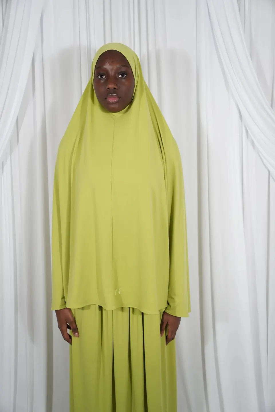 Khimaar + Rok Set Lycra Lime Sherbet