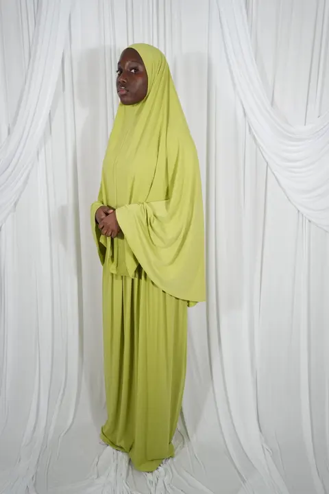 Khimaar + Rok Set Lycra Lime Sherbet
