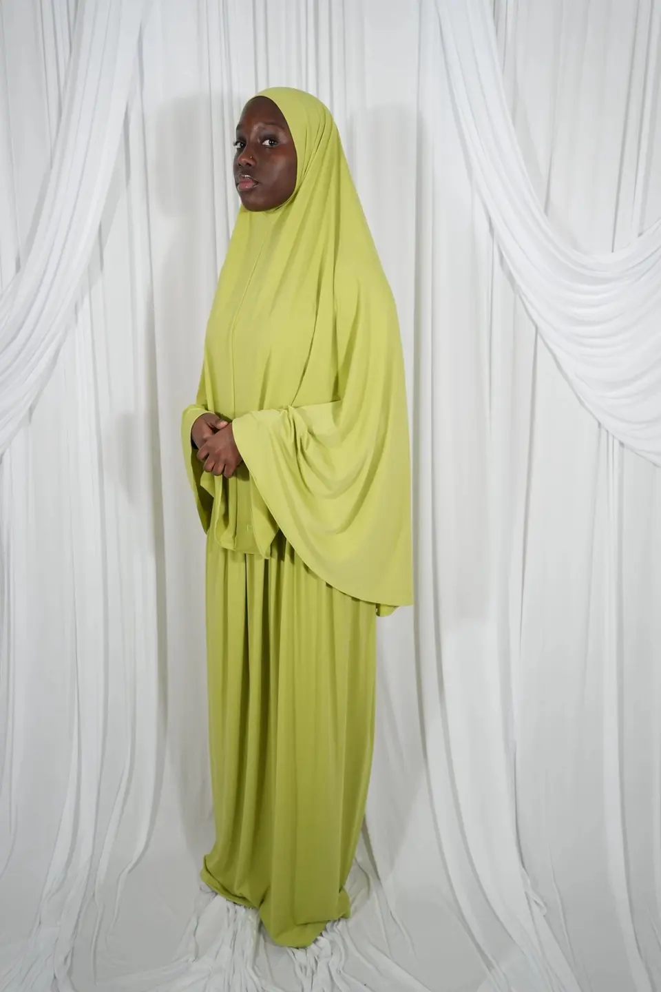 Khimaar + Rok Set Lycra Lime Sherbet