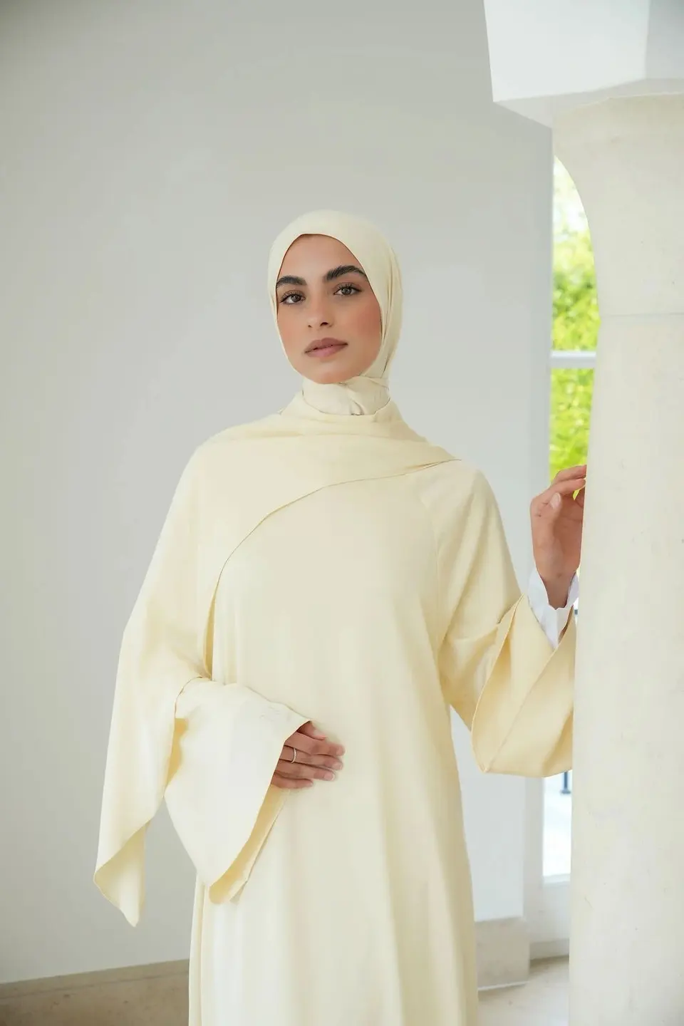 Satin Scarf Dress Butter Yellow