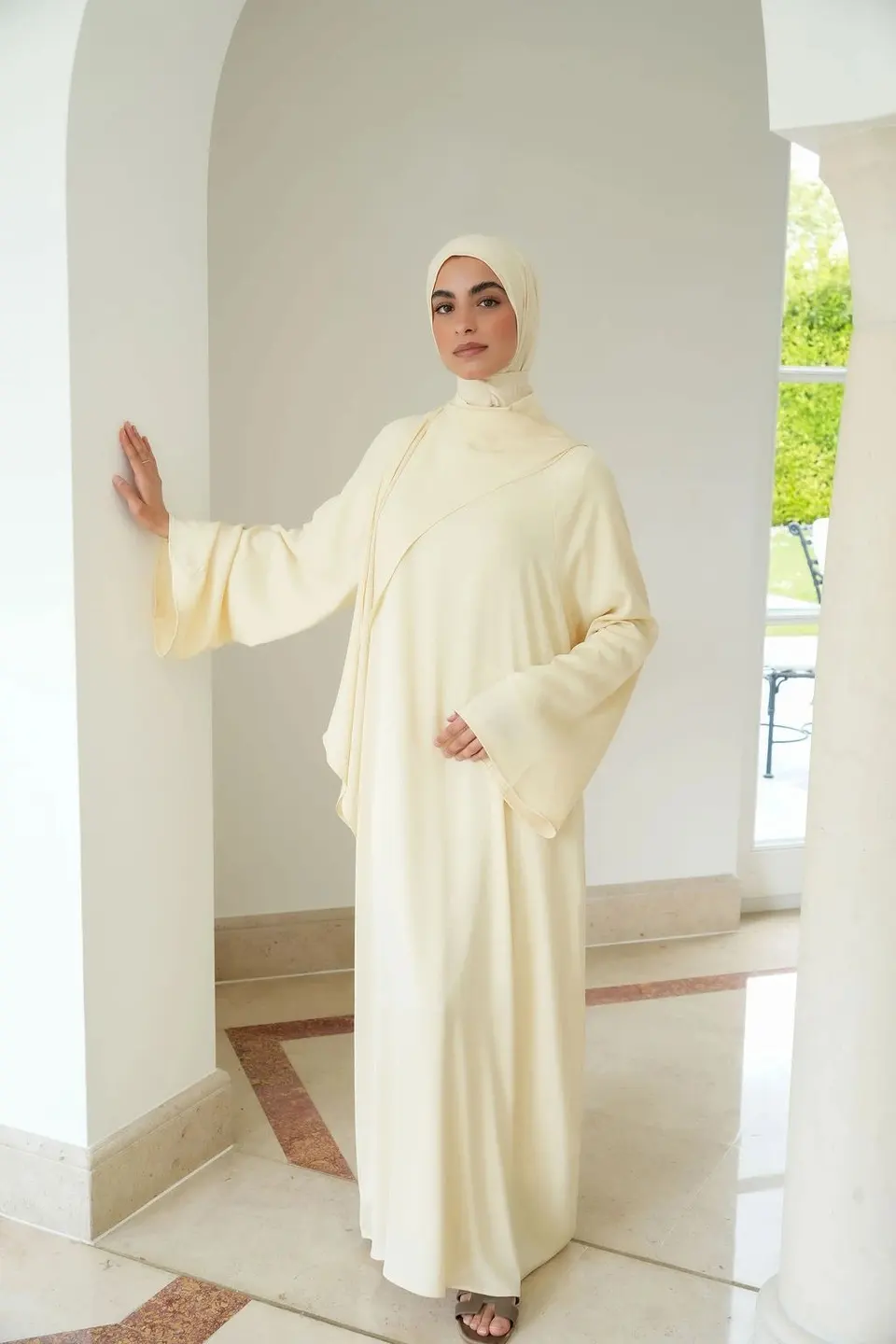 Satin Scarf Dress Butter Yellow