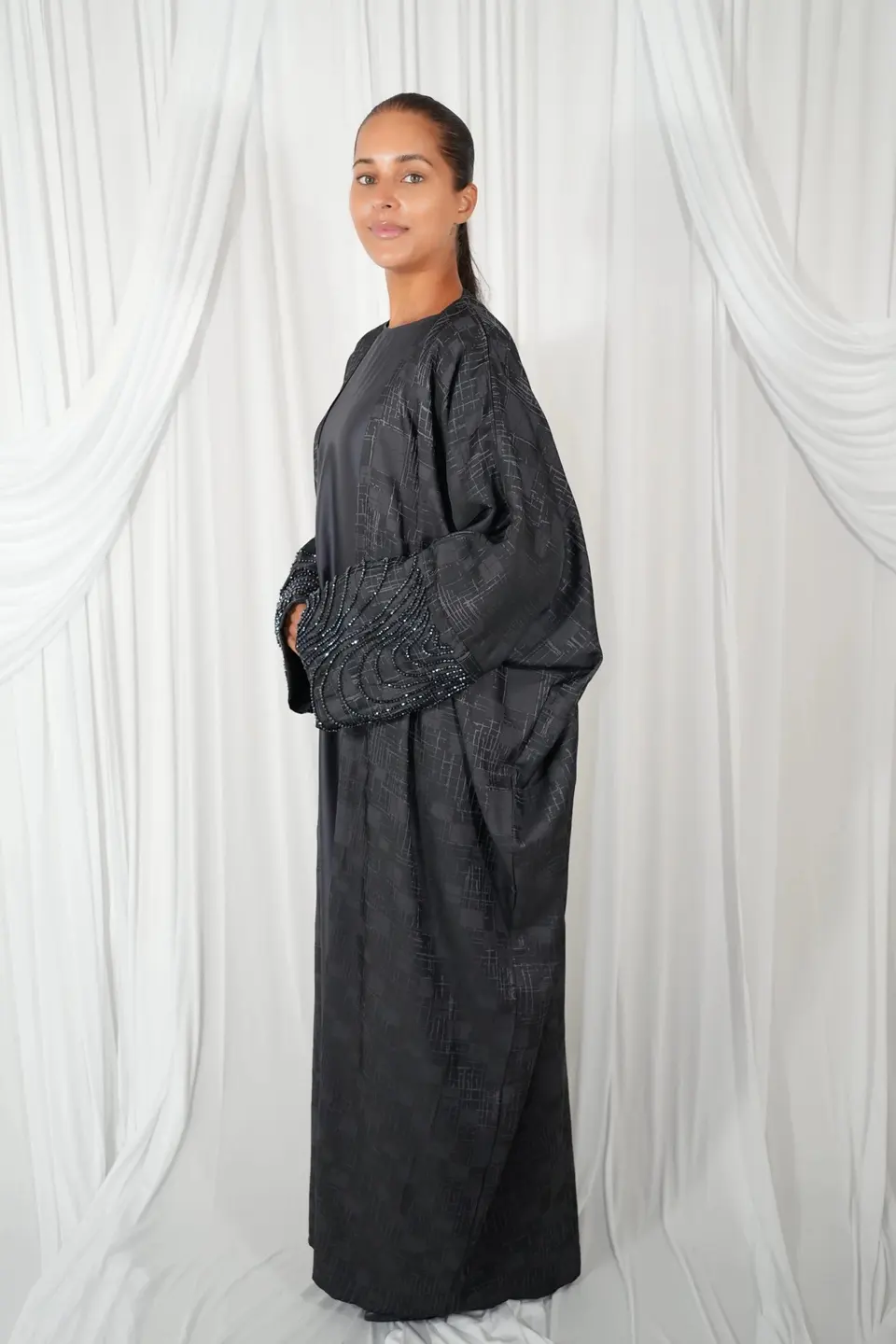 Abaya set Jacquard Blue Snow