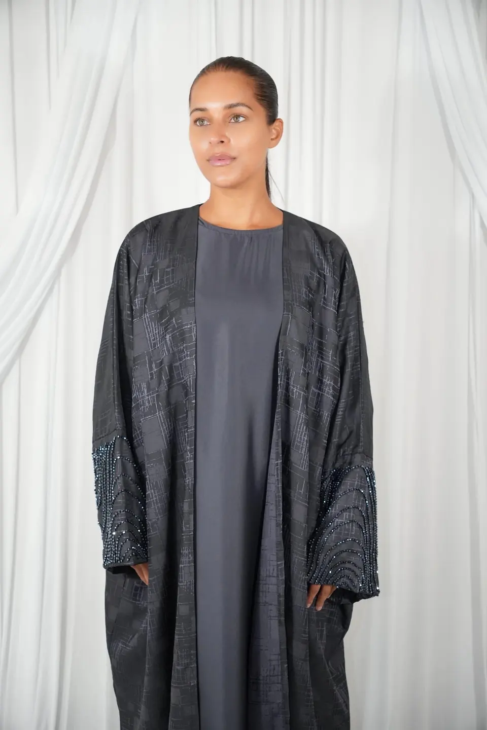 Abaya set Jacquard Blue Snow
