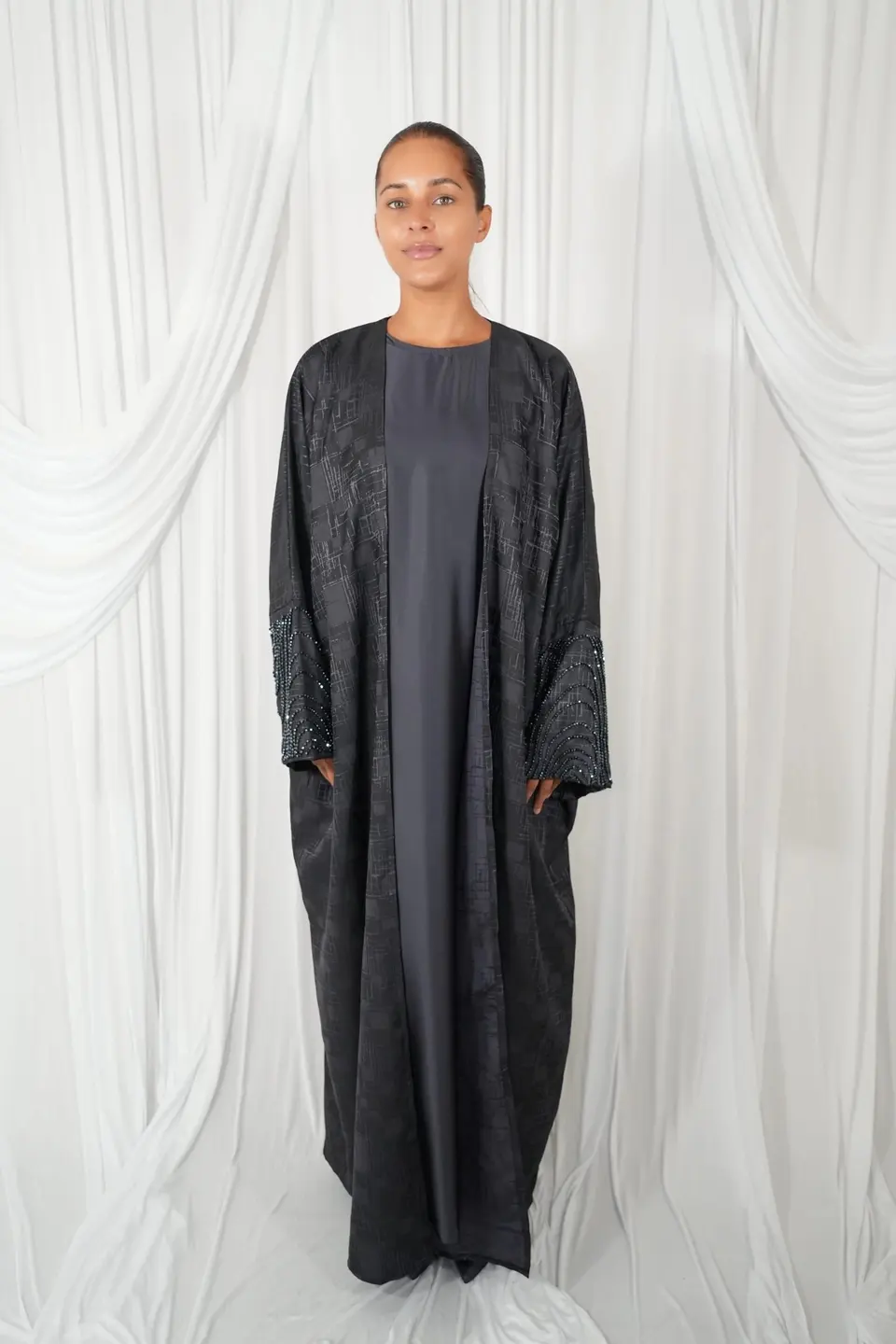 Abaya set Jacquard Blue Snow