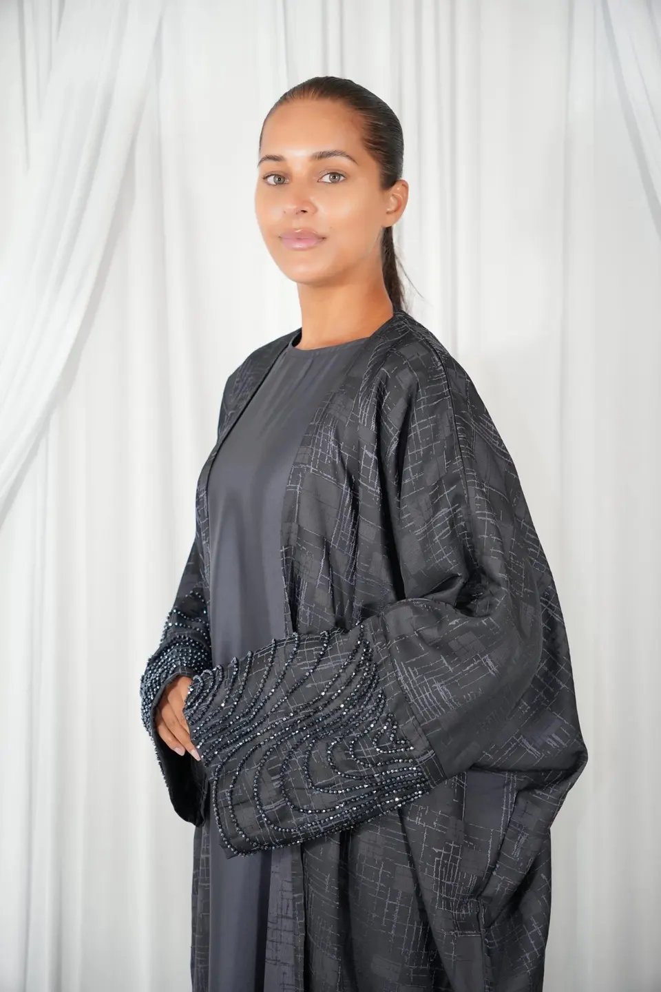 Abaya set Jacquard Blue Snow