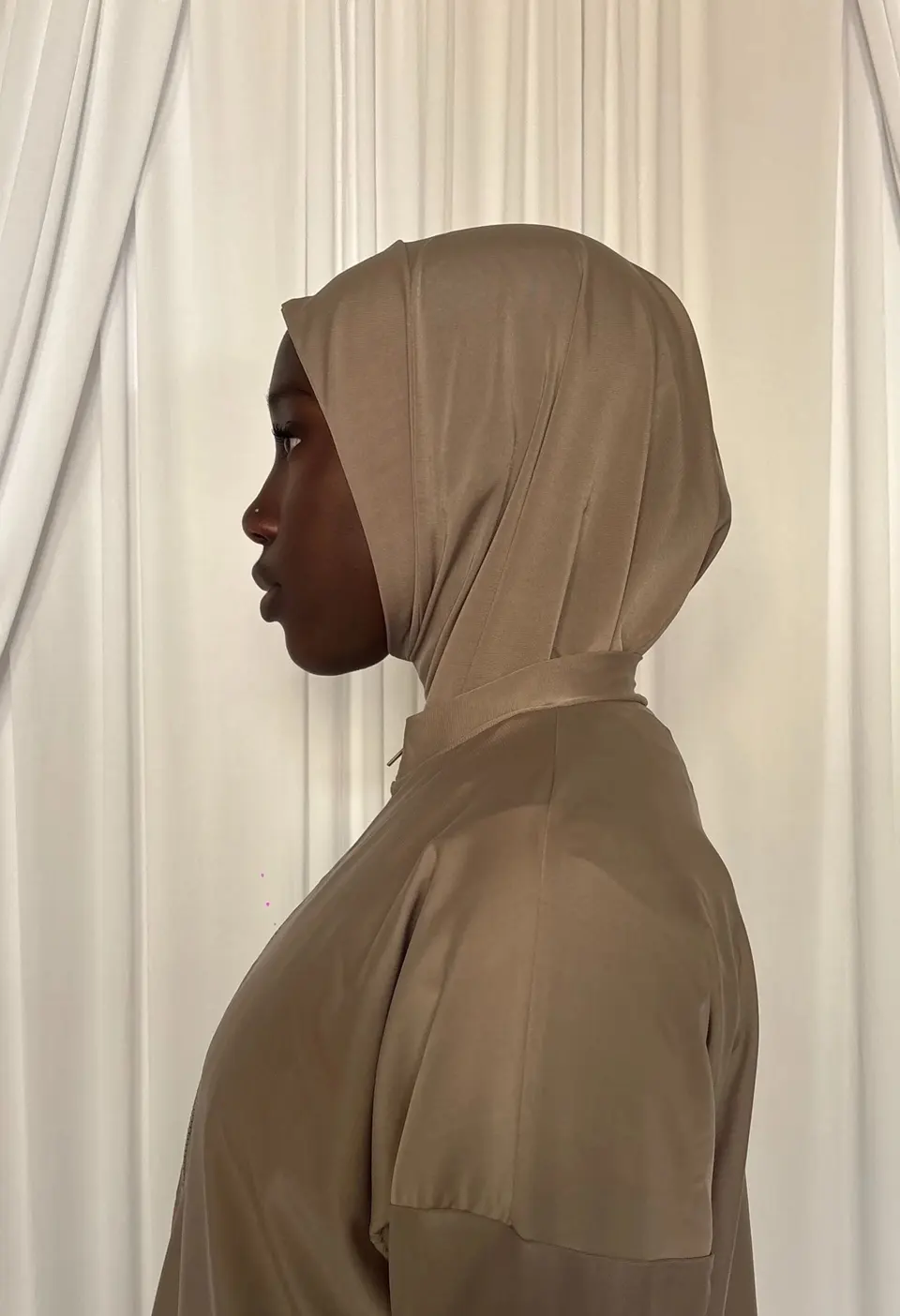 Short Instant Swim Hijab Warm Gray