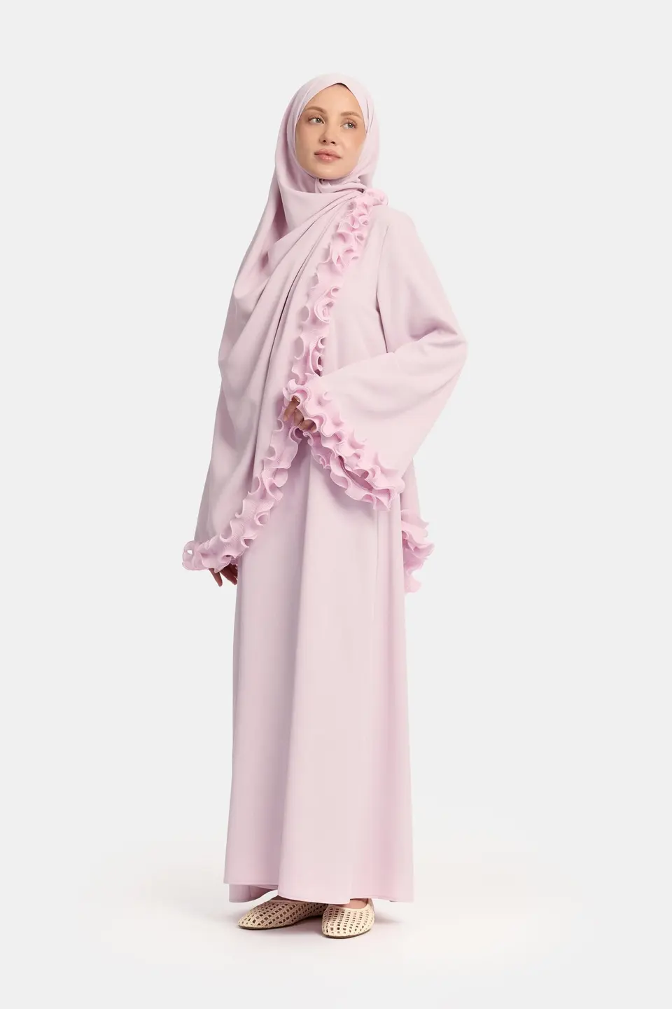 Wrinkle chiffon abaya Lilac