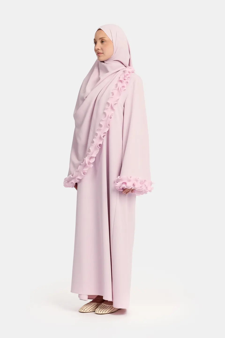 Wrinkle chiffon abaya Lilac