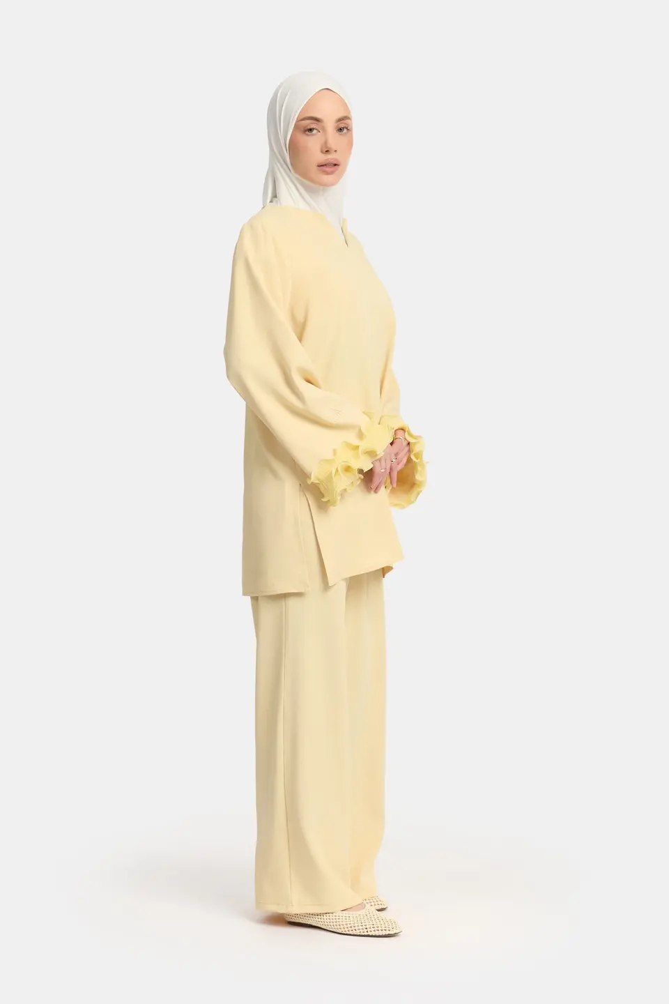 Wrinkle chiffon twinset Sunshine Yellow