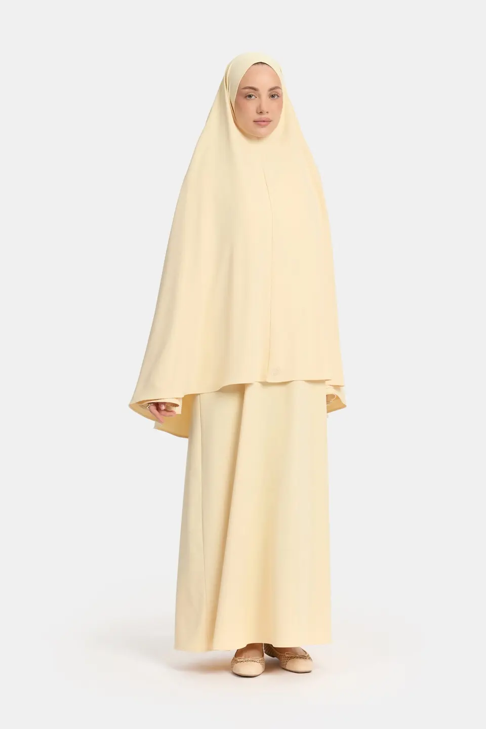 Khimar Pastel Yellow (Embroidery)