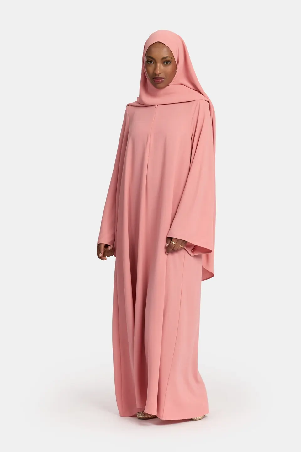 Lightweight stretch abaya Coral Pink