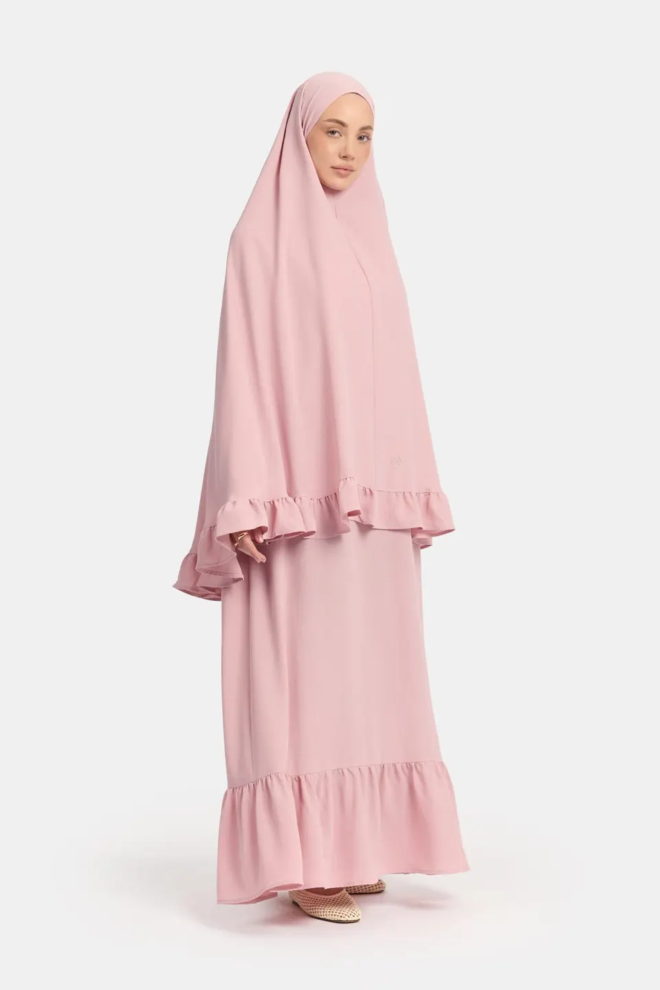 Ruffle khimar Rose (lightweight stretch)