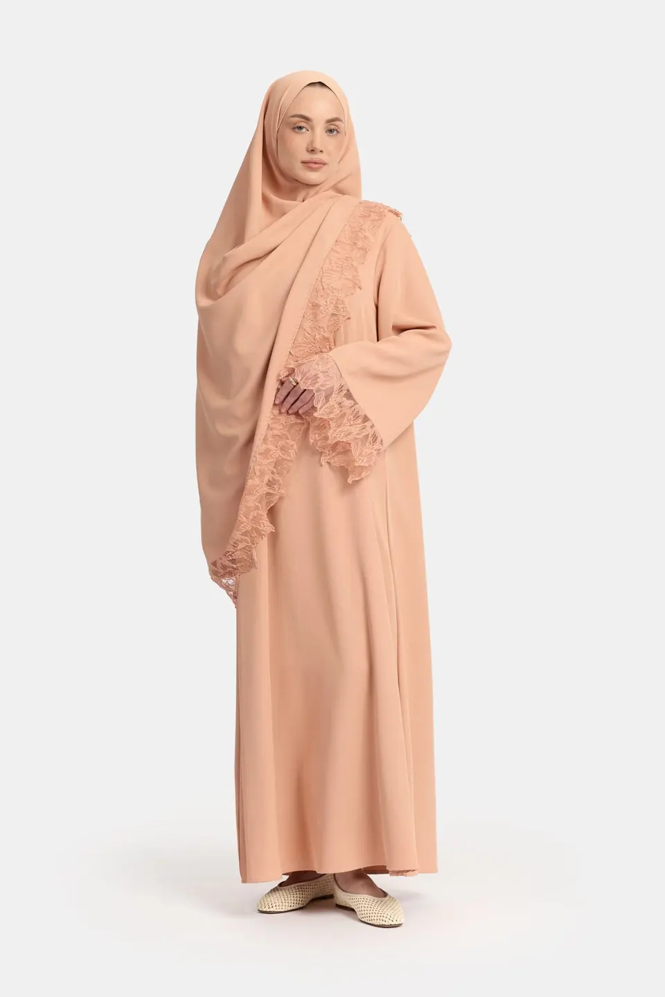 Leaf lace abaya Earthy Orange