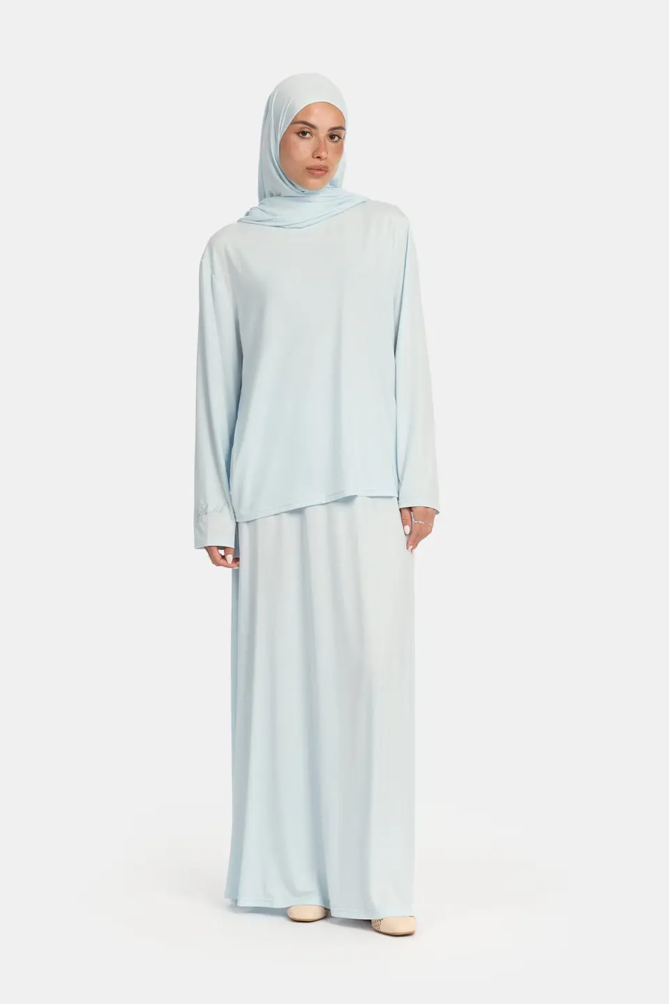 Modal jersey khimar set Aqua blue OAmalak