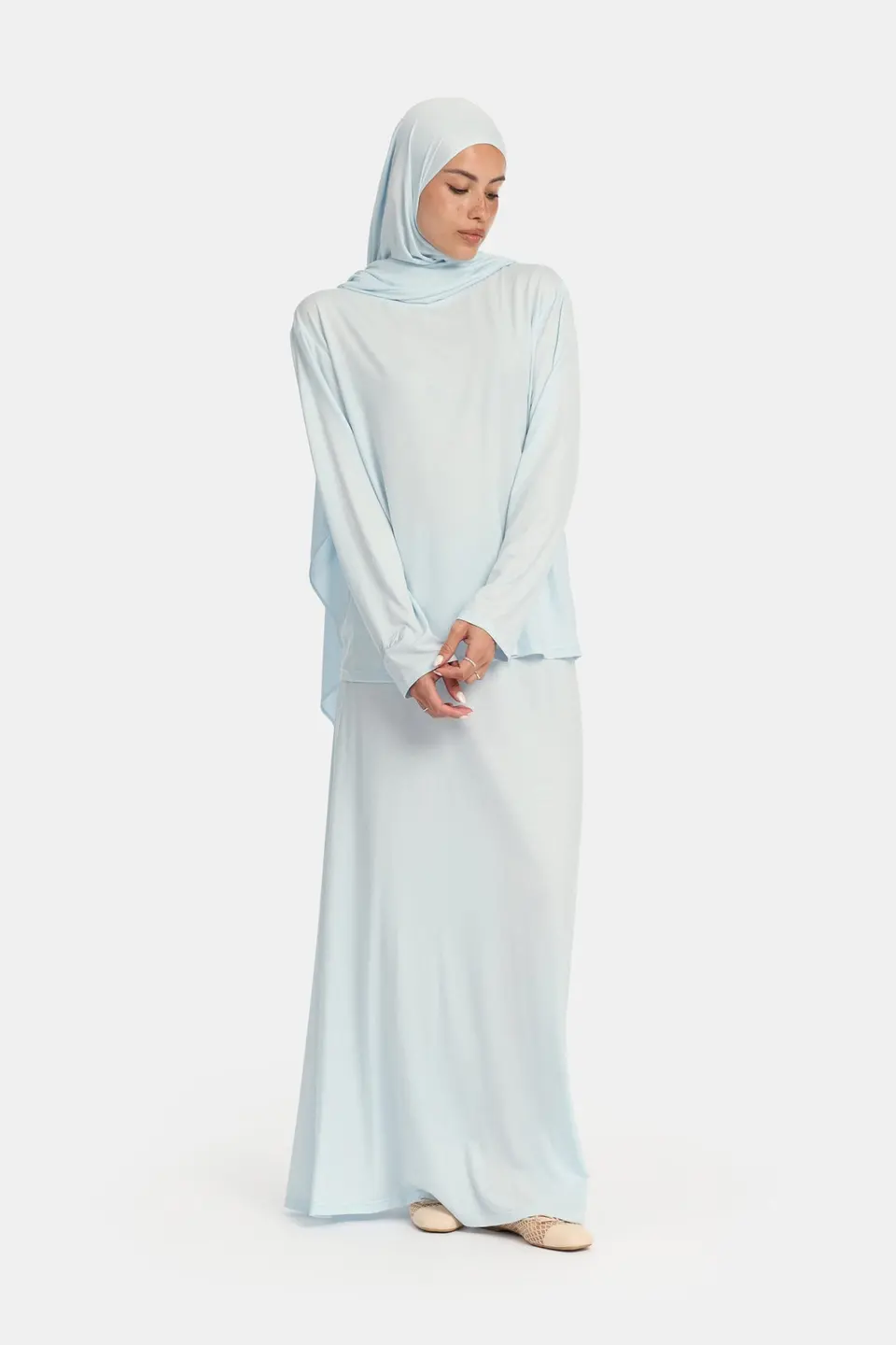 Modal jersey khimar set Aqua blue OAmalak