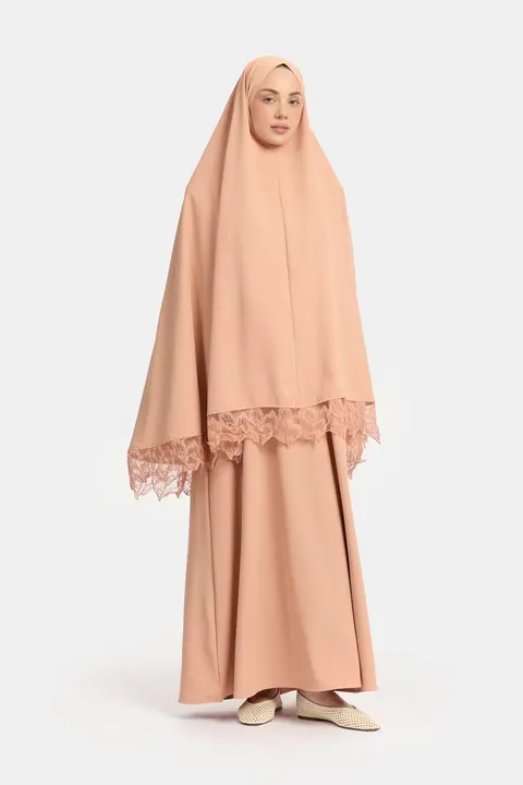 Khimar Earthy Orange (Leaf Lace)